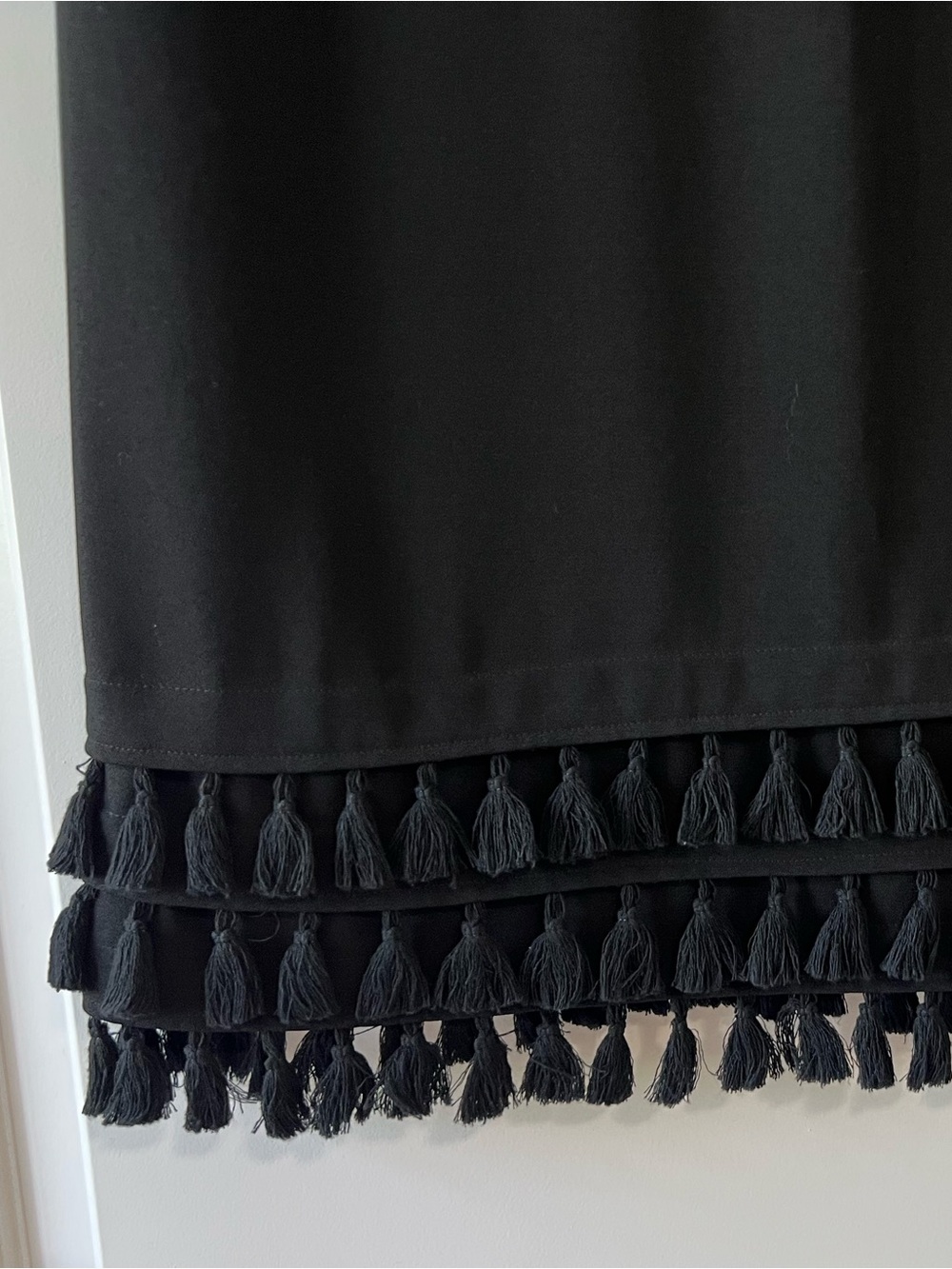 Zara Woman Black Tassel Fringe Shift Mini Dress Short Sleeve Boho Party Small - Picture 6 of 6